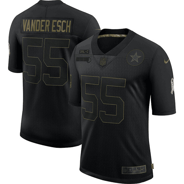 Men's Dallas Cowboys #55 Leighton Vander Esch 2020 Black Salute To Service Limited Stitched NFL Jersey
